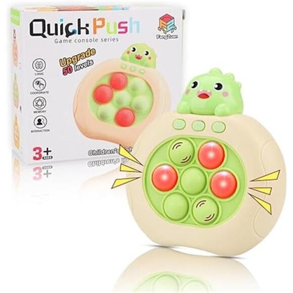 Bubble Game Console Handheld Fast Speed Pushing Educational Fidget Toy Kids DINO - Picture 1 of 7